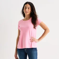 St. John's Bay Womens Easy-on + Easy-off Crew Neck Short Sleeve Adaptive T-Shirt