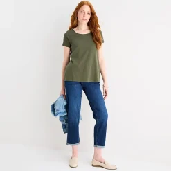 St. John's Bay Womens Easy-on + Easy-off Crew Neck Short Sleeve Adaptive T-Shirt