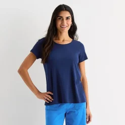 St. John's Bay Womens Easy-on + Easy-off Crew Neck Short Sleeve Adaptive T-Shirt