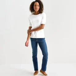 St. John's Bay Womens Easy-on + Easy-off Boat Neck Short Sleeve Adaptive T-Shirt