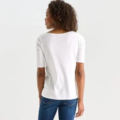 St. John's Bay Womens Easy-on + Easy-off Boat Neck Short Sleeve Adaptive T-Shirt