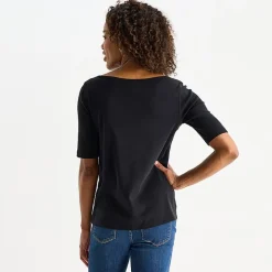 St. John's Bay Womens Easy-on + Easy-off Boat Neck Short Sleeve Adaptive T-Shirt