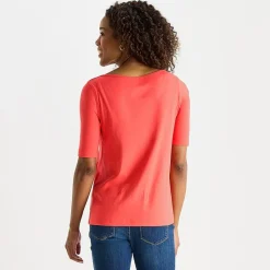 St. John's Bay Womens Easy-on + Easy-off Boat Neck Short Sleeve Adaptive T-Shirt