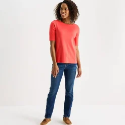 St. John's Bay Womens Easy-on + Easy-off Boat Neck Short Sleeve Adaptive T-Shirt