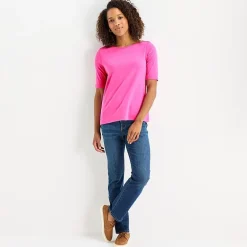 St. John's Bay Womens Easy-on + Easy-off Boat Neck Short Sleeve Adaptive T-Shirt