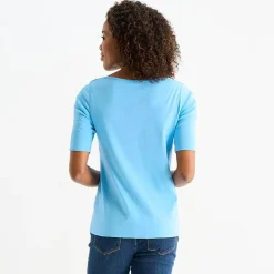 St. John's Bay Womens Easy-on + Easy-off Boat Neck Short Sleeve Adaptive T-Shirt