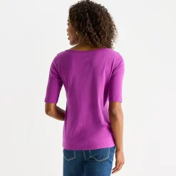 St. John's Bay Womens Easy-on + Easy-off Boat Neck Short Sleeve Adaptive T-Shirt