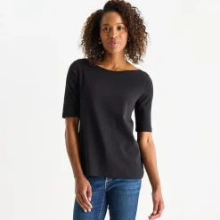 St. John's Bay Womens Easy-on + Easy-off Boat Neck Short Sleeve Adaptive T-Shirt