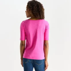 St. John's Bay Womens Easy-on + Easy-off Boat Neck Short Sleeve Adaptive T-Shirt