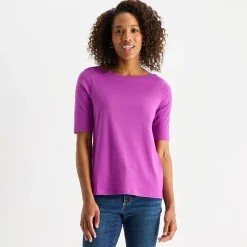 St. John's Bay Womens Easy-on + Easy-off Boat Neck Short Sleeve Adaptive T-Shirt