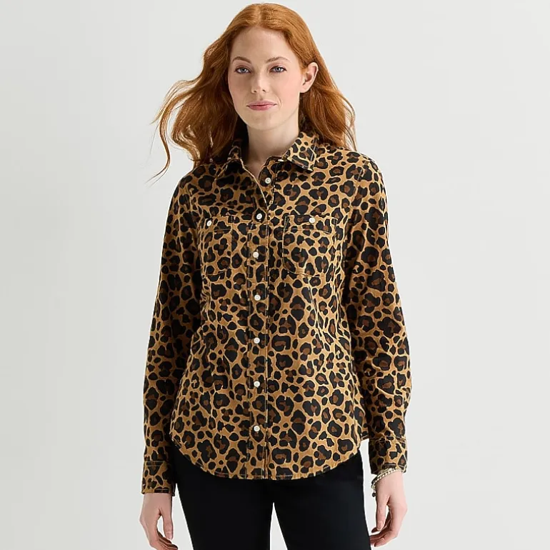 St. John's Bay Womens Easy-on + Easy-off Cuffed Long Sleeve Regular Fit Button-Down Shirt
