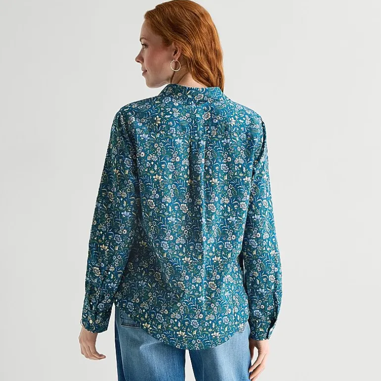 St. John's Bay Womens Easy-on + Easy-off Cuffed Long Sleeve Regular Fit Button-Down Shirt