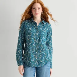 St. John's Bay Womens Easy-on + Easy-off Cuffed Long Sleeve Regular Fit Button-Down Shirt