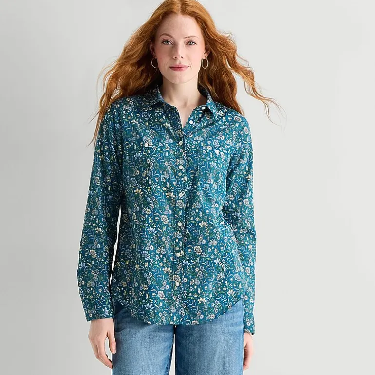 St. John's Bay Womens Easy-on + Easy-off Cuffed Long Sleeve Regular Fit Button-Down Shirt