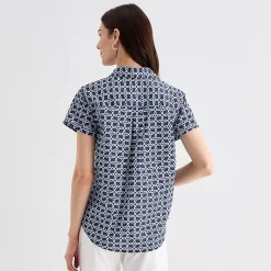 St. John's Bay Womens Easy-on + Easy-off Hidden Access Opening Roll Short Sleeve Regular Fit Button-Down Shirt