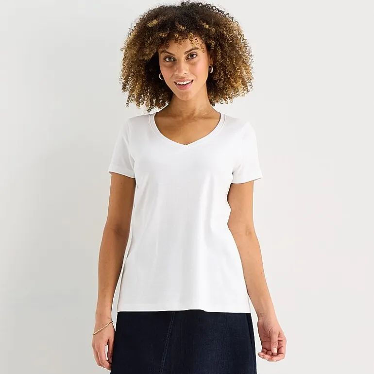 St. John's Bay Womens Easy-on + Easy-off V Neck Short Sleeve Adaptive T-Shirt
