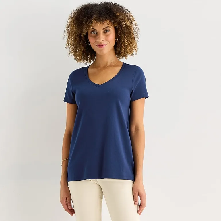 St. John's Bay Womens Easy-on + Easy-off V Neck Short Sleeve Adaptive T-Shirt
