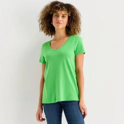 St. John's Bay Womens Easy-on + Easy-off V Neck Short Sleeve Adaptive T-Shirt