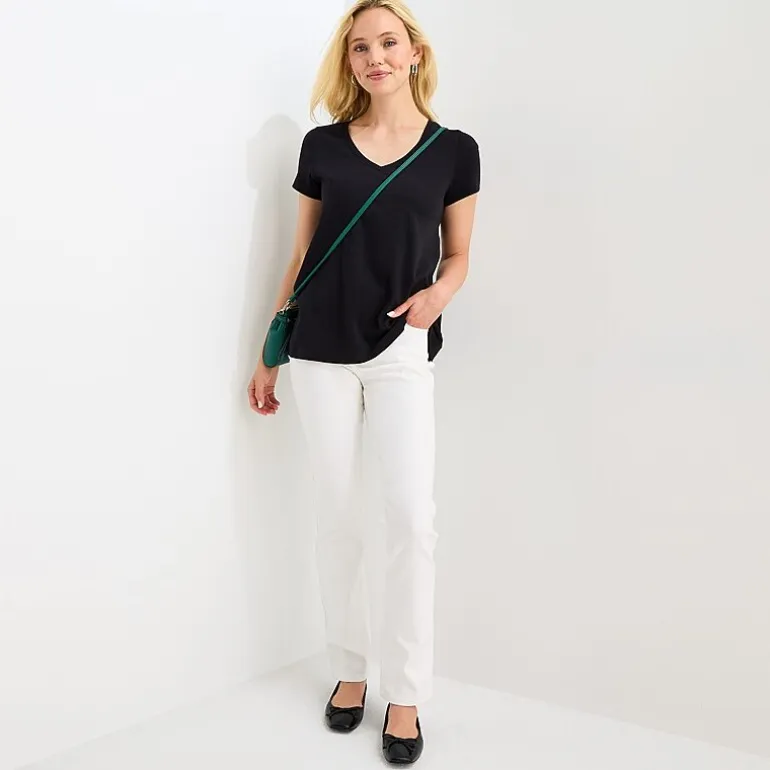St. John's Bay Womens Easy-on + Easy-off V Neck Short Sleeve Adaptive T-Shirt