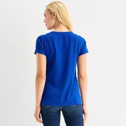 St. John's Bay Womens Easy-on + Easy-off V Neck Short Sleeve Adaptive T-Shirt