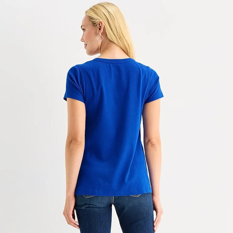 St. John's Bay Womens Easy-on + Easy-off V Neck Short Sleeve Adaptive T-Shirt