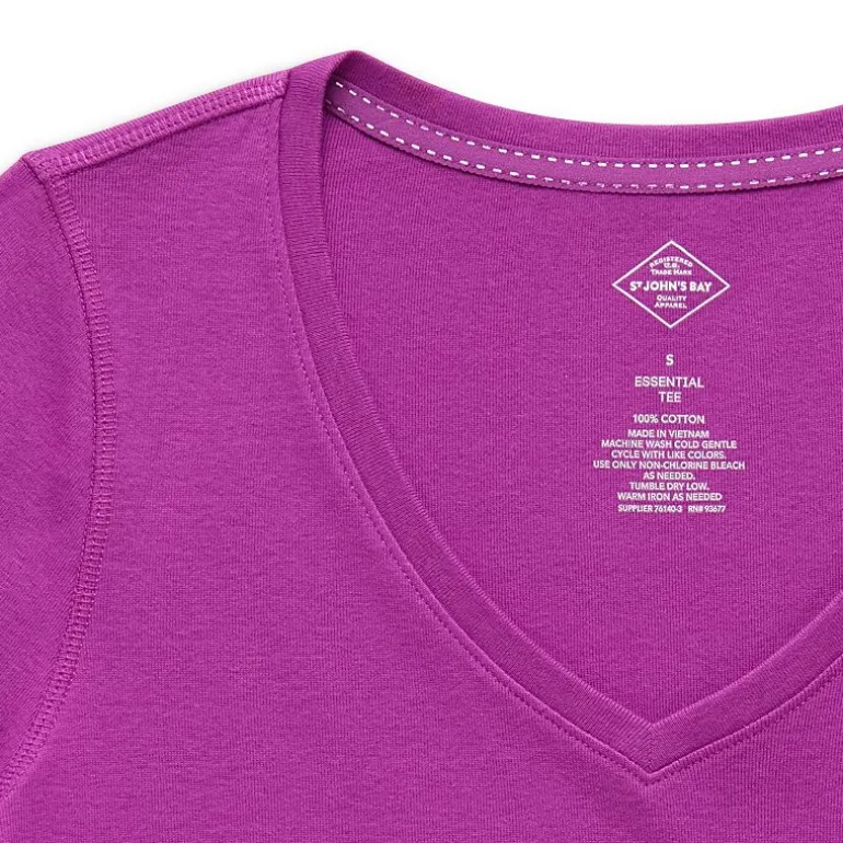 St. John's Bay Womens Easy-on + Easy-off V Neck Short Sleeve Adaptive T-Shirt