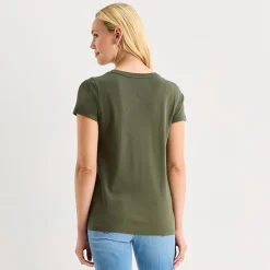 St. John's Bay Womens Easy-on + Easy-off V Neck Short Sleeve Adaptive T-Shirt