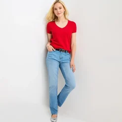 St. John's Bay Womens Easy-on + Easy-off V Neck Short Sleeve Adaptive T-Shirt