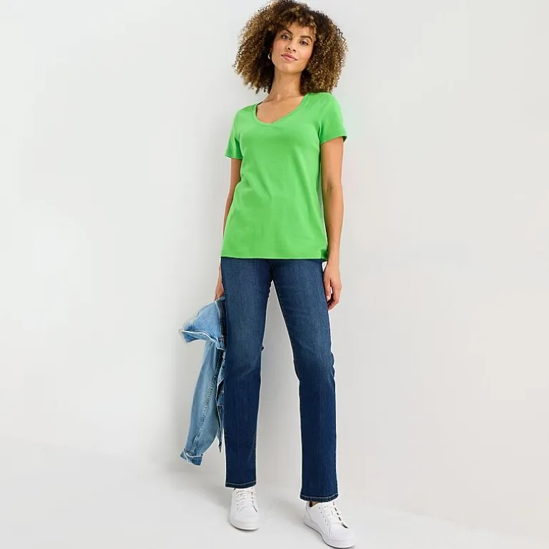 St. John's Bay Womens Easy-on + Easy-off V Neck Short Sleeve Adaptive T-Shirt