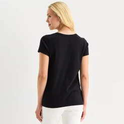 St. John's Bay Womens Easy-on + Easy-off V Neck Short Sleeve Adaptive T-Shirt