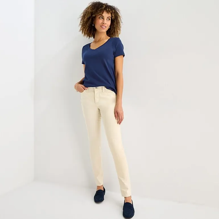 St. John's Bay Womens Easy-on + Easy-off V Neck Short Sleeve Adaptive T-Shirt
