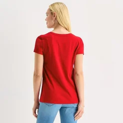 St. John's Bay Womens Easy-on + Easy-off V Neck Short Sleeve Adaptive T-Shirt