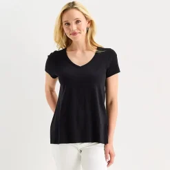 St. John's Bay Womens Easy-on + Easy-off V Neck Short Sleeve Adaptive T-Shirt