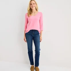 St. John's Bay Womens Easy-on + Easy-off V Neck 3/4 Sleeve Adaptive T-Shirt
