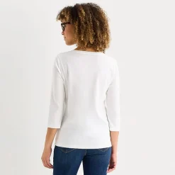 St. John's Bay Womens Easy-on + Easy-off V Neck 3/4 Sleeve Adaptive T-Shirt