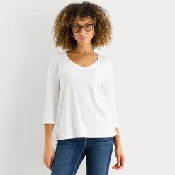 St. John's Bay Womens Easy-on + Easy-off V Neck 3/4 Sleeve Adaptive T-Shirt