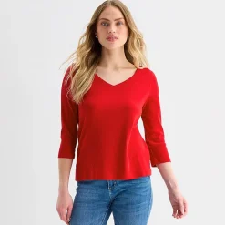 St. John's Bay Womens Easy-on + Easy-off V Neck 3/4 Sleeve Adaptive T-Shirt