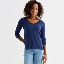 St. John's Bay Womens Easy-on + Easy-off V Neck 3/4 Sleeve Adaptive T-Shirt