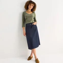 St. John's Bay Womens Easy-on + Easy-off V Neck 3/4 Sleeve Adaptive T-Shirt