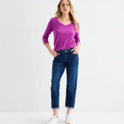 St. John's Bay Womens Easy-on + Easy-off V Neck 3/4 Sleeve Adaptive T-Shirt