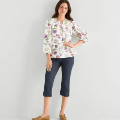 St. John's Bay Womens Henley Neck 3/4 Sleeve Blouse