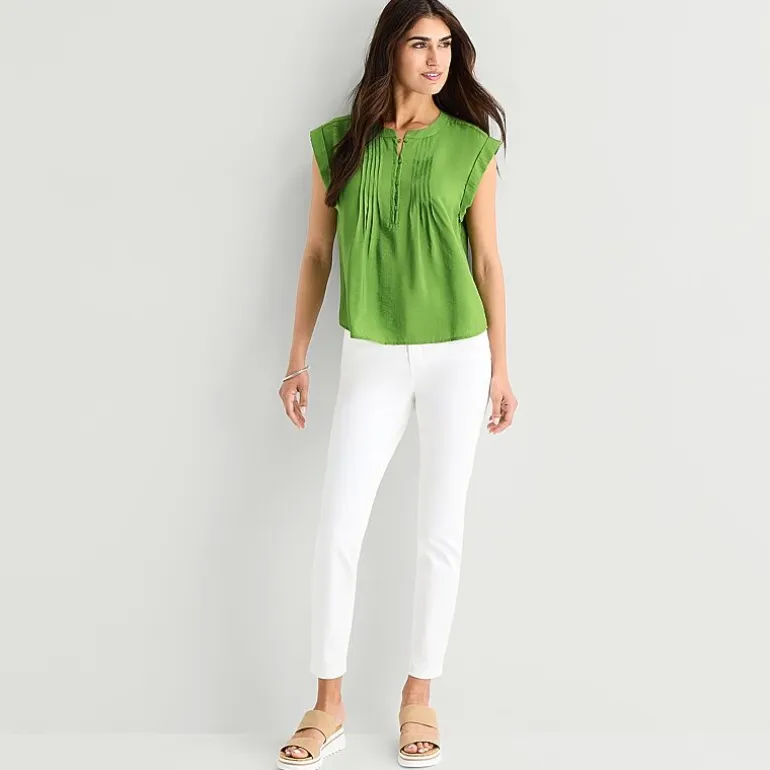 St. John's Bay Womens Henley Neck Short Sleeve Blouse