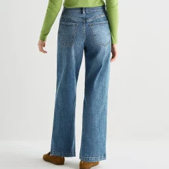 St. John's Bay Womens High Rise Stretch Fabric Wide Leg Jean