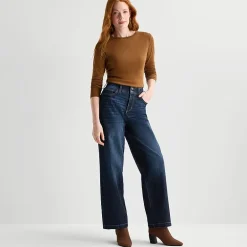 St. John's Bay Womens High Rise Stretch Fabric Wide Leg Jean