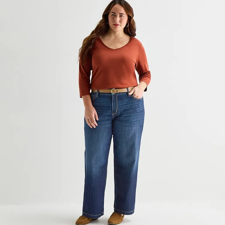 St. John's Bay Womens High Rise Wide Leg Jean