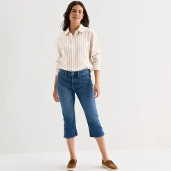 St. John's Bay Womens Long Sleeve Relaxed Fit Button-Down Shirt