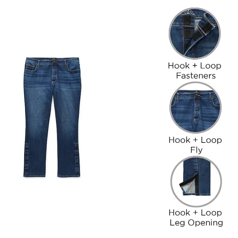 St. John's Bay Womens Mid Rise Adaptive Easy-on + Easy-off Straight Leg Jean