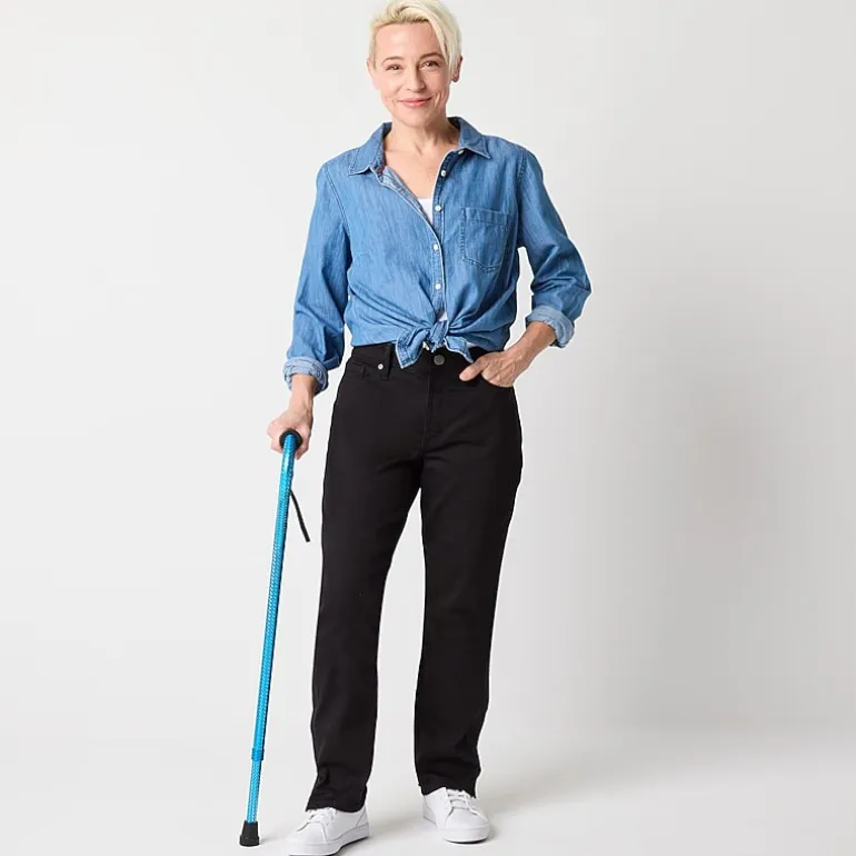 St. John's Bay Womens Mid Rise Adaptive Easy-on + Easy-off Straight Leg Jean