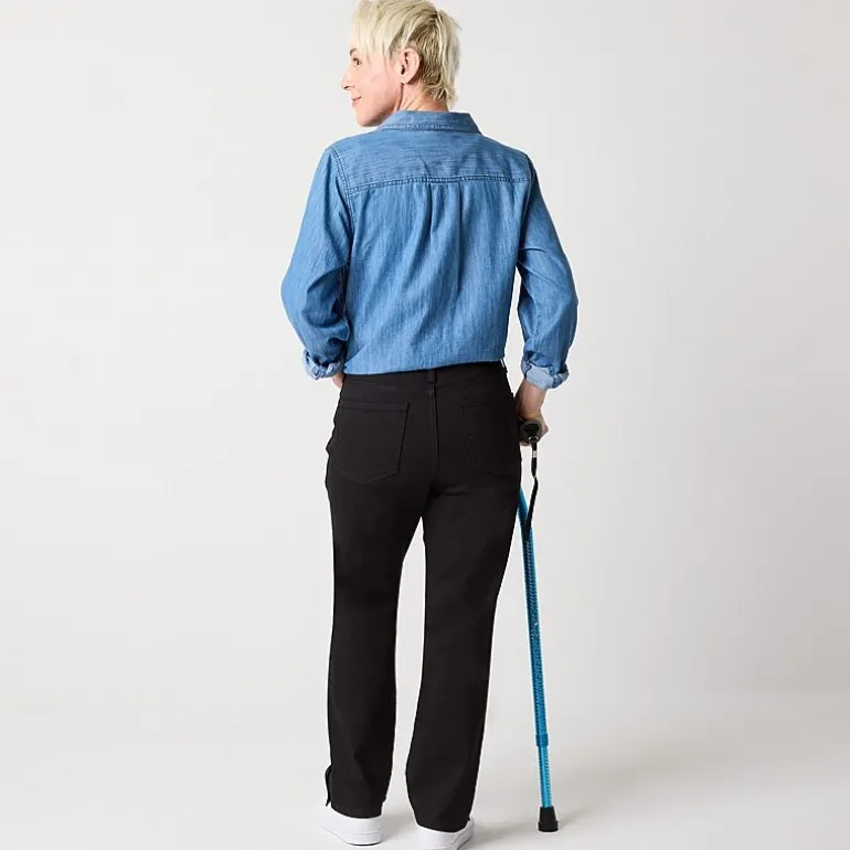 St. John's Bay Womens Mid Rise Adaptive Easy-on + Easy-off Straight Leg Jean