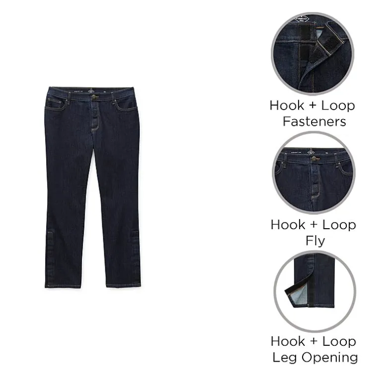 St. John's Bay Womens Mid Rise Adaptive Easy-on + Easy-off Straight Leg Jean